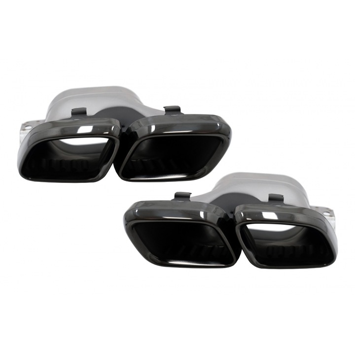 Ornamente tobe pentru sistemul de evacuare compatibil cu Mercedes C-Class W205 S205 C205 A205 C63 C63S Facelift 2019-up Negru