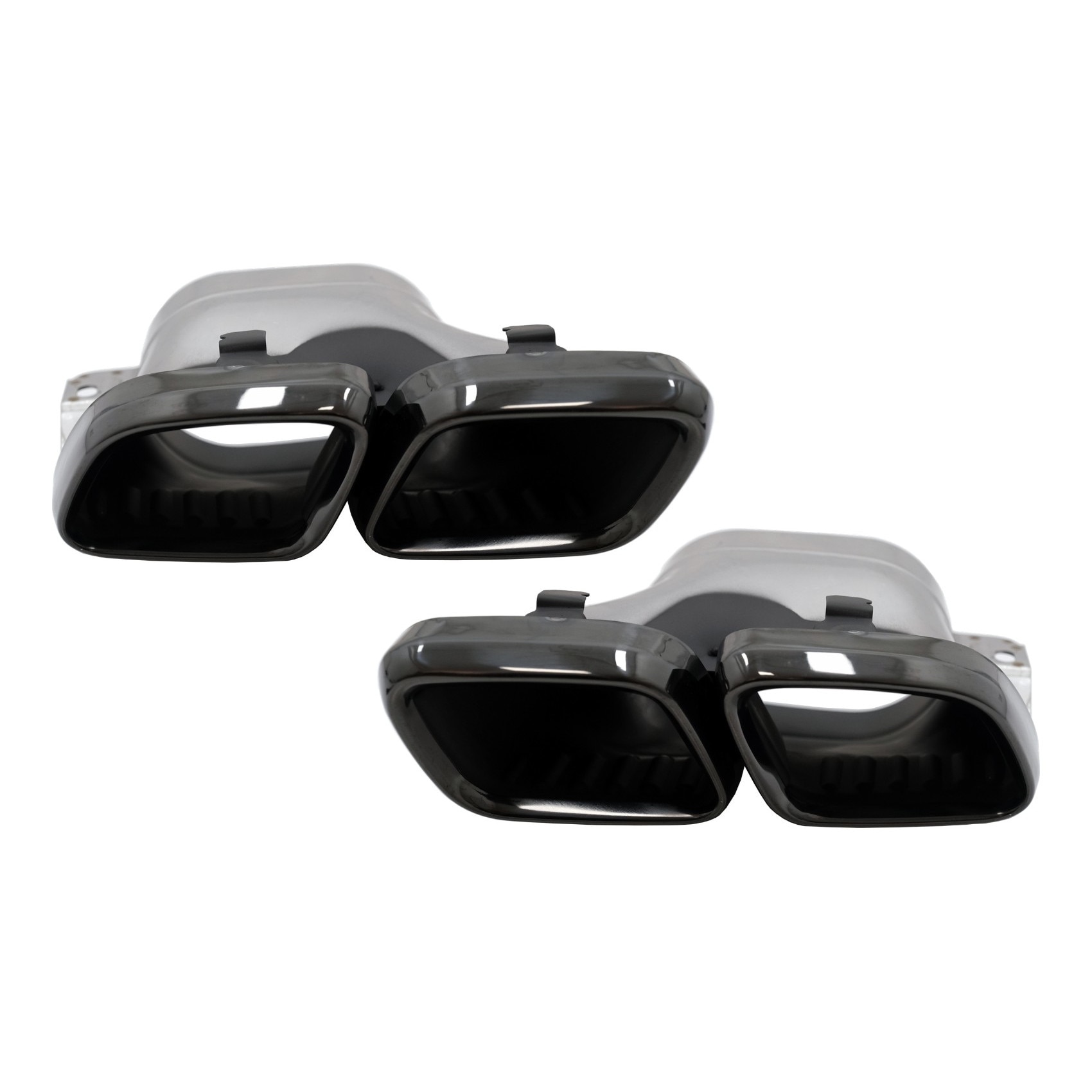 Set 2 Ornamente tobe pentru sistemul de evacuare compatibil cu Mercedes C-Class W205 S205 C205 A205 C63 C63S Facelift (2019-up) Negru (TY-C63-W205FB)