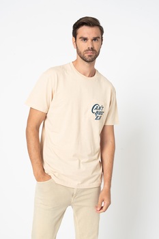 Lee, Tricou de bumbac cu buzunar pe piept Can´T Bust´Em, Bej deschis/albastru indigo Lee, Tricou de bumbac cu buzunar pe piept Can´T Bust´Em, Bej deschis/albastru indigo