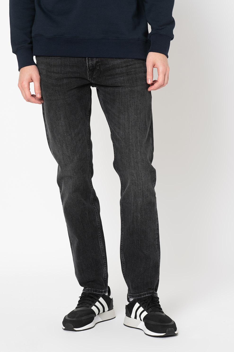 Lee, Blugi slim fit cu 5 buzunare Rider, Negru