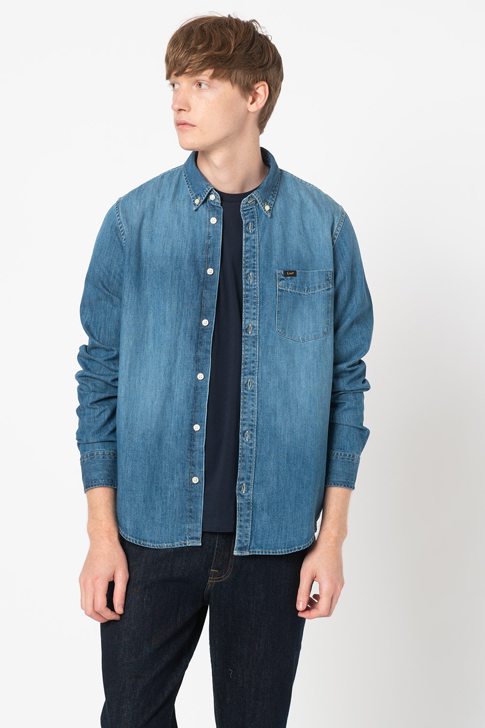 Lee, Camasa regular fit din denim, Albastru