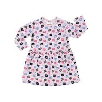 Rochita maneca lunga, Roz/Pisicute, Dresses, Roz Rochita maneca lunga, Roz/Pisicute, Dresses, Roz