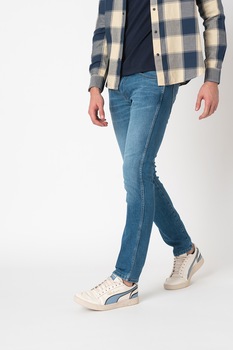 Wrangler, Blugi skinny cu aspect decolorat Bryson 813, Albastru Wrangler, Blugi skinny cu aspect decolorat Bryson 813, Albastru