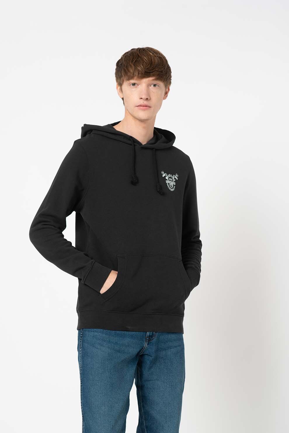 Wrangler, Hanorac cu buzunar kangaroo Biker, Negru stins