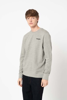 Wrangler, Bluza sport de bumbac organic Positive Vibes, Gri melange Wrangler, Bluza sport de bumbac organic Positive Vibes, Gri melange