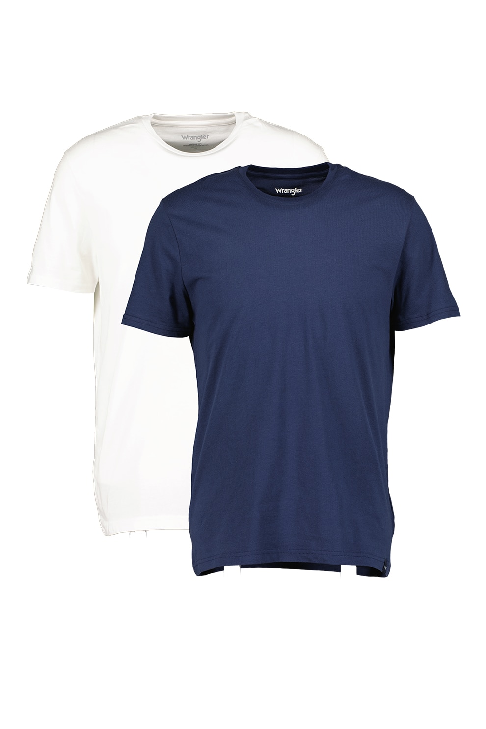Wrangler, Set de tricouri regular fit de bumbac organic - 2 piese, Alb optic/Bleumarin