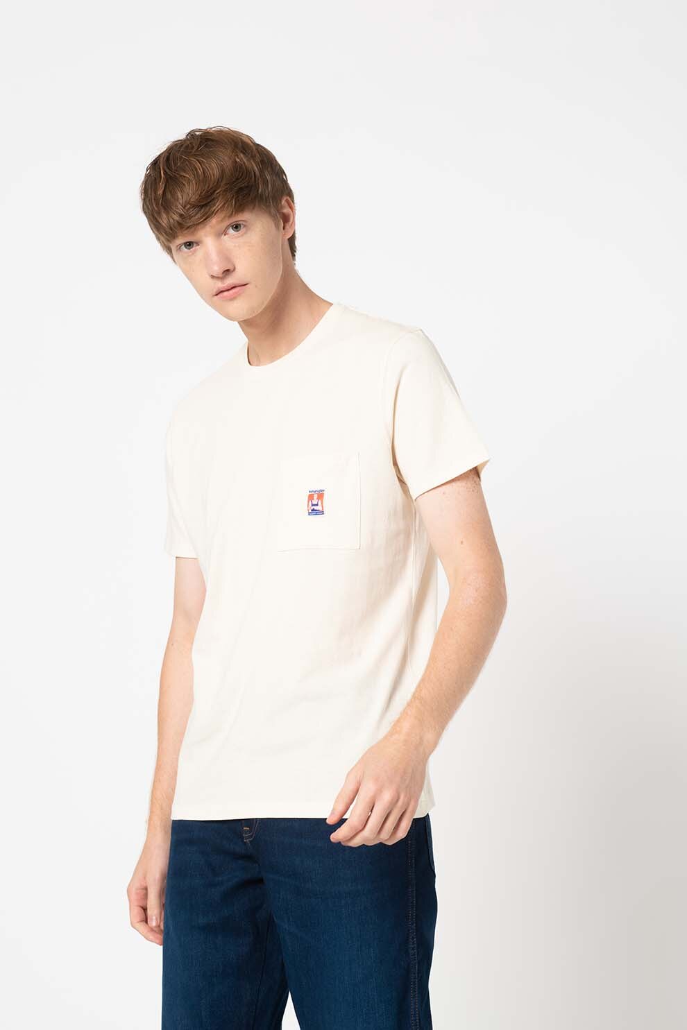 Wrangler, Tricou cu buzunar pe piept Casey Jones, Alb