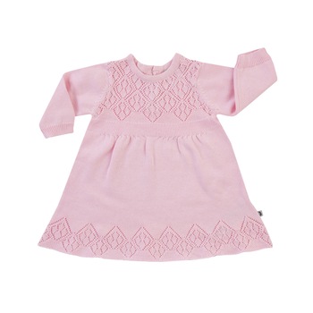 Rochita tricotata, cu maneca lunga, bumbac 100%, Roz, Classic Girls, marime 86 Rochita tricotata, cu maneca lunga, bumbac 100%, Roz, Classic Girls, marime 86