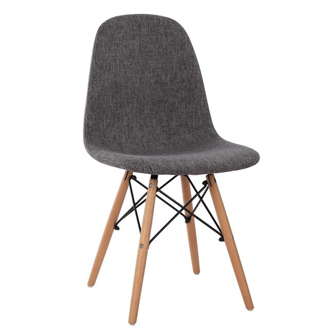 Scaun dining, textil gri, picioare lemn, 44x53x81.5 cm