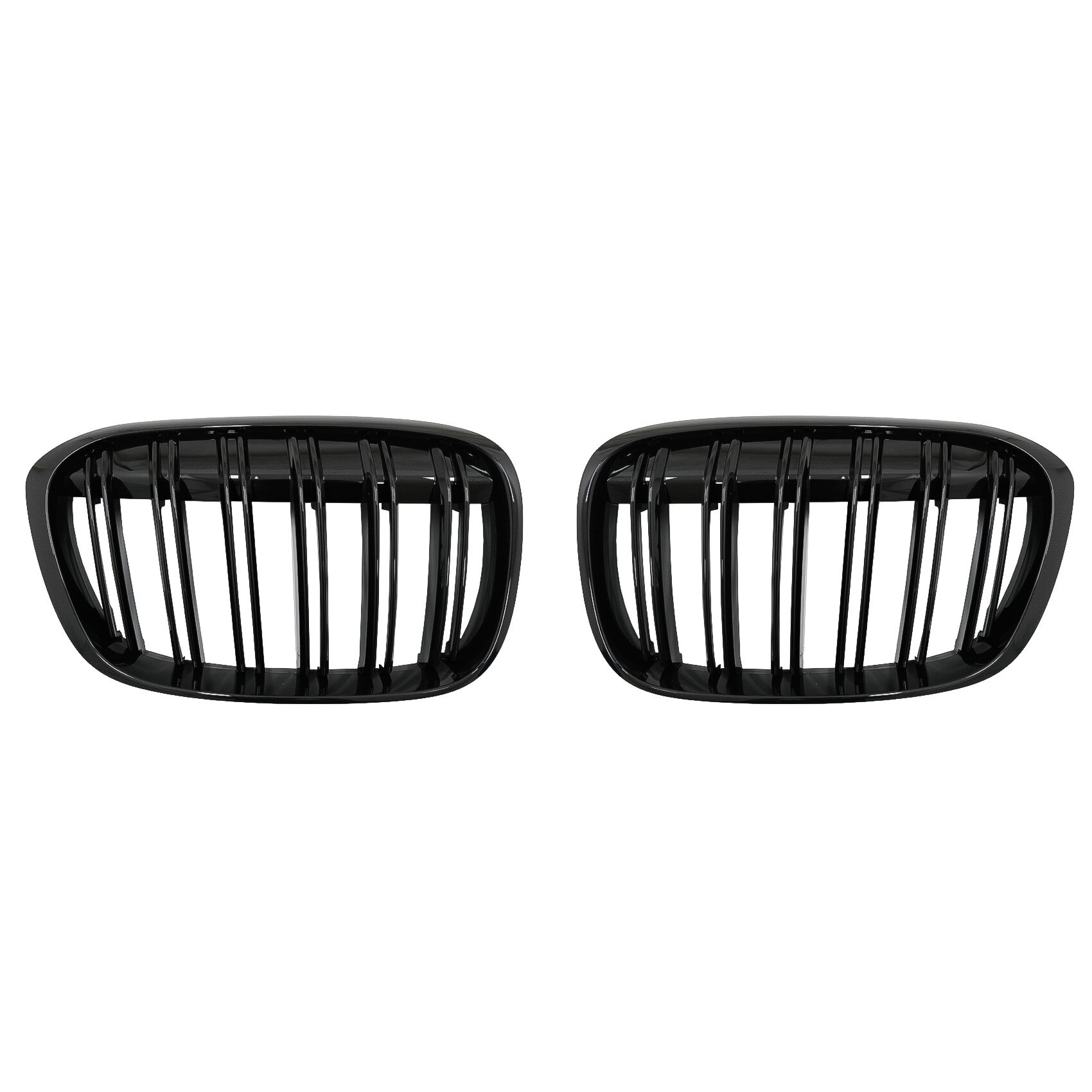 Set 2 Grile Centrale compatibil cu BMW X1 SUV F48 Pre-LCI (06.2015-2019) Duble Negru Lucios M Design (FGBMF48DPB)