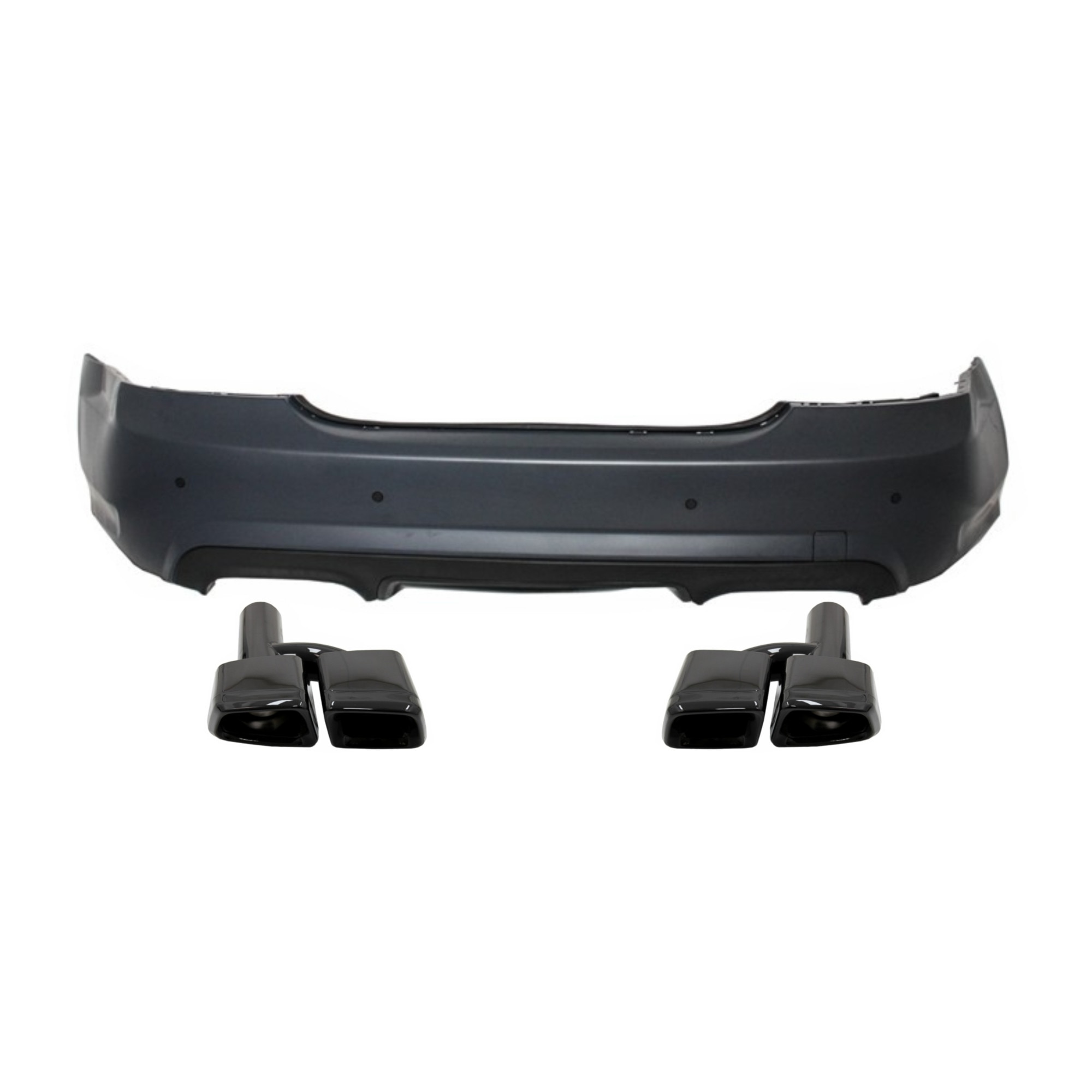 Bara Spate cu Ornamente Evacuare Toba Negre compatibil cu MERCEDES S-Class W221 (2005-2010) S65 Design (CORBMBW221TYNB)