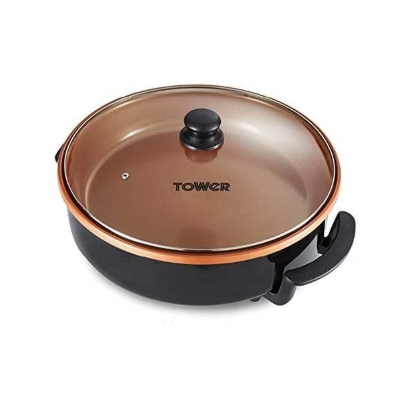 Multicooker Tower T14038COP , Putere 1500W, Invelis Ceramic si Cupru, 38 cm Diametru x7 cm Adancime