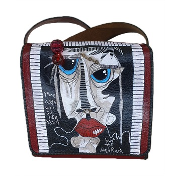 Poseta pictata, culoare rosie, AG Design, dimensiune 25/25/9 Poseta pictata, culoare rosie, AG Design, dimensiune 25/25/9