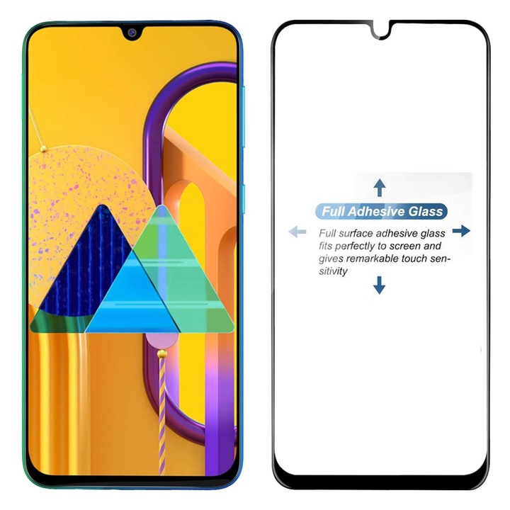 Стъклен Протектор, за Samsung M31, 9D Технология, Full Glue, Full Cover, Черен.