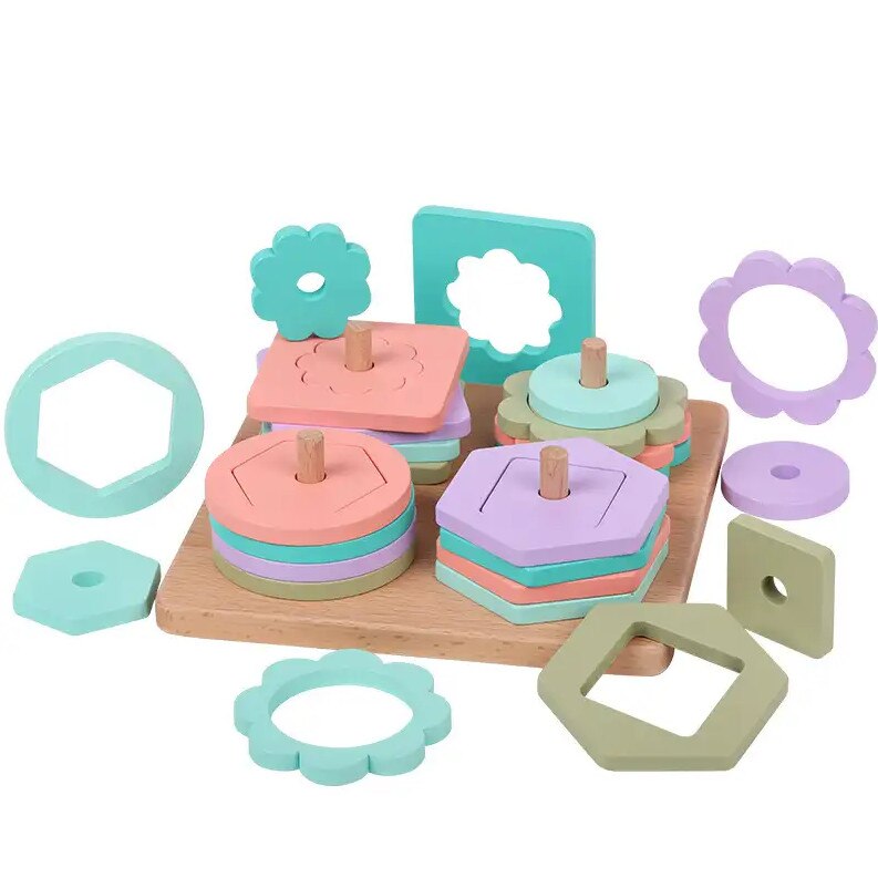 Sortator geometric cu patru coloane Montessori