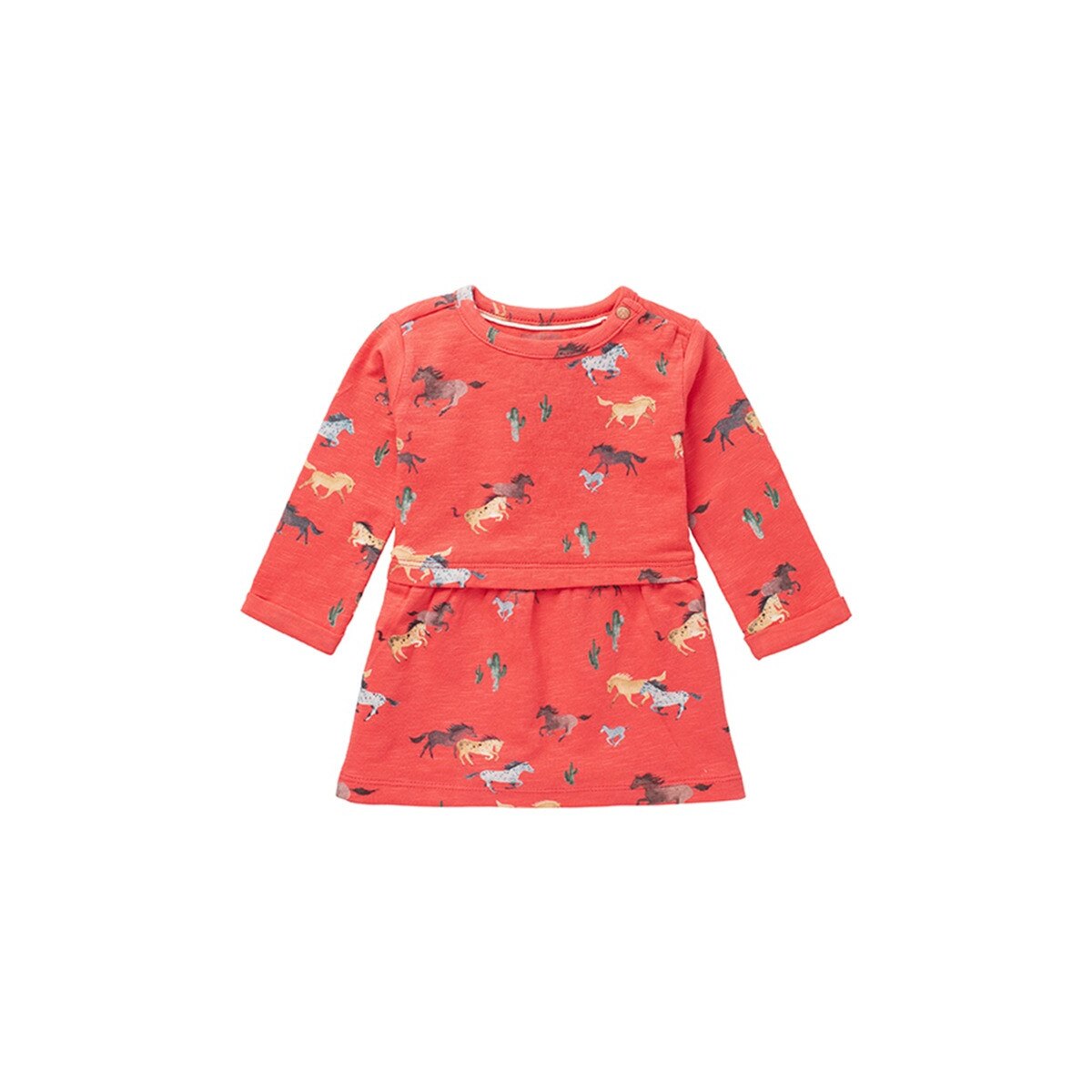 Rochie fetite, NOPPIES, bumbac organic, maneca lunga, buline, Mudau, rosu