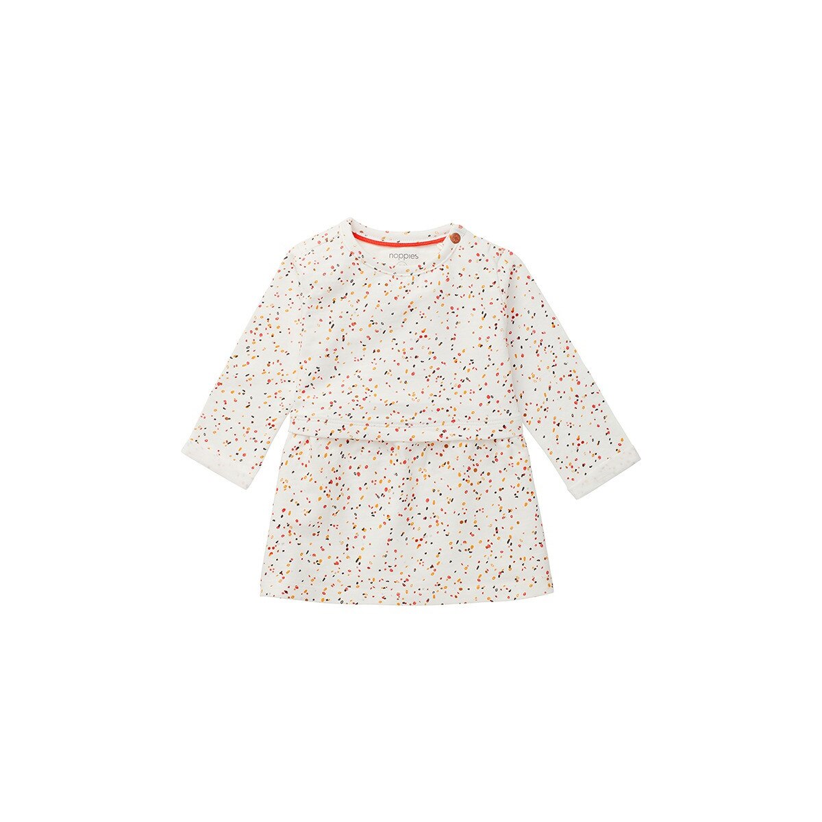Rochie fetite, NOPPIES, bumbac organic, maneca lunga, buline, Mudau, ivoire