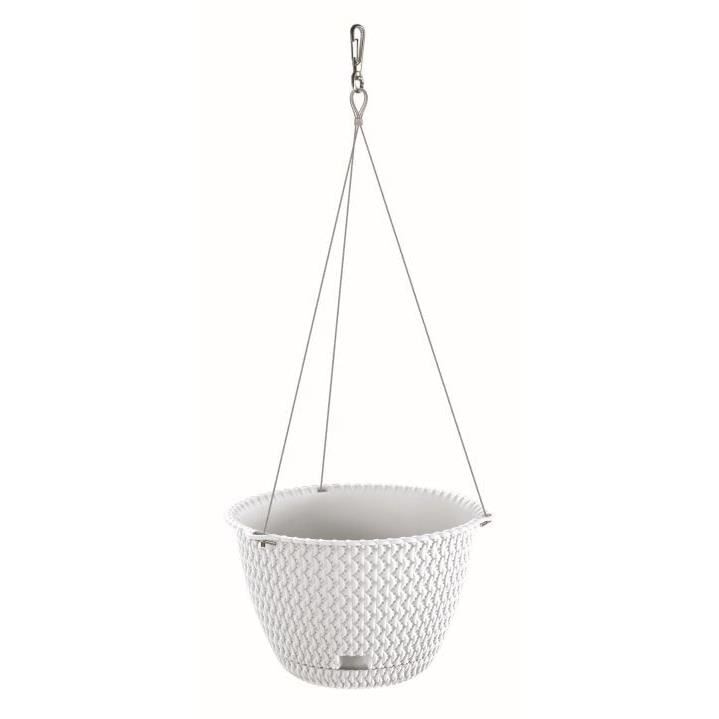 Ghiveci decorativ cu lant, rotund, ​​​​​​​ alb, 23x14.5 cm, Splofy WS