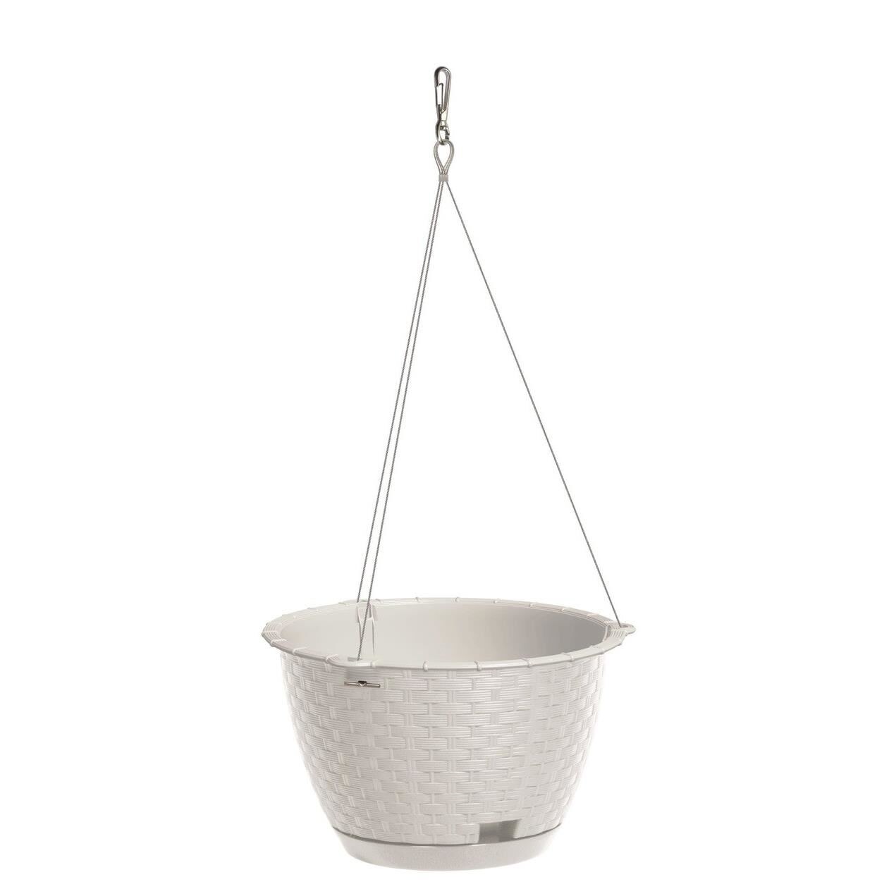 Ghiveci decorativ cu lant, rotund, alb, 24.3x16 cm, Ratolla Round WS