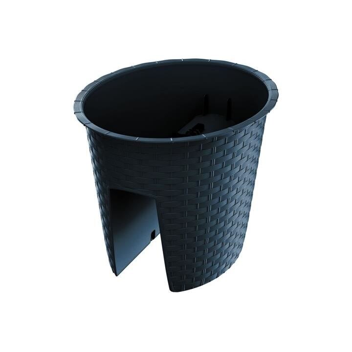 Ghiveci decorativ de flori, oval, pentru balustrade, antracit, 29.8x24.2x22.5 cm, Ratolla Railing Oval