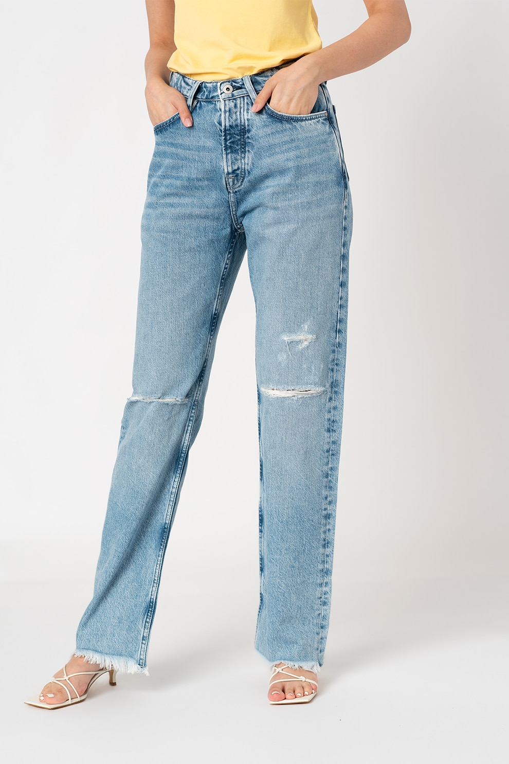 Pepe Jeans London, Blugi drepti Robyn, Albastru lavanda