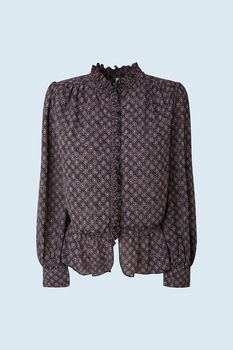 Pepe Jeans London, Camasa cu imprimeu floral, Negru/Alb/Roz pastel Pepe Jeans London, Camasa cu imprimeu floral, Negru/Alb/Roz pastel