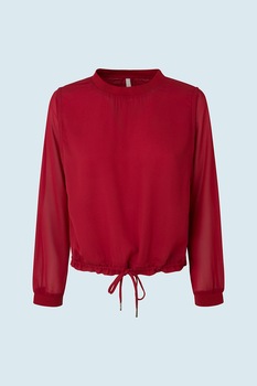 Pepe Jeans London, Bluza cu snur la terminatie, Rosu inchis Pepe Jeans London, Bluza cu snur la terminatie, Rosu inchis