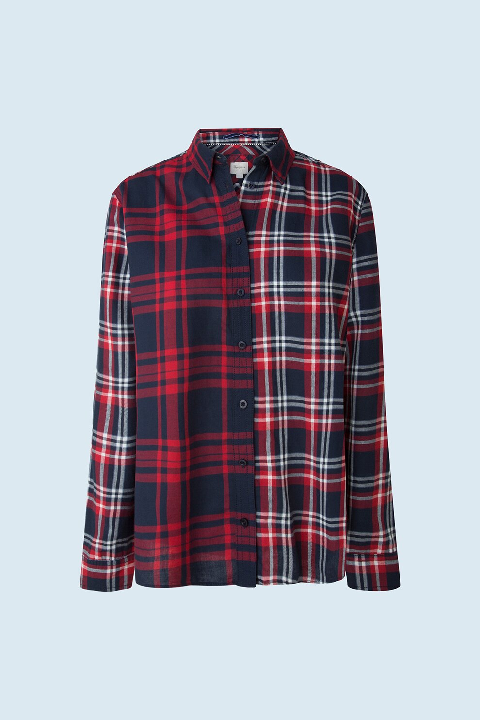 Pepe Jeans London, Camasa in carouri cu guler clasic, Bleumarin/Rosu/Alb