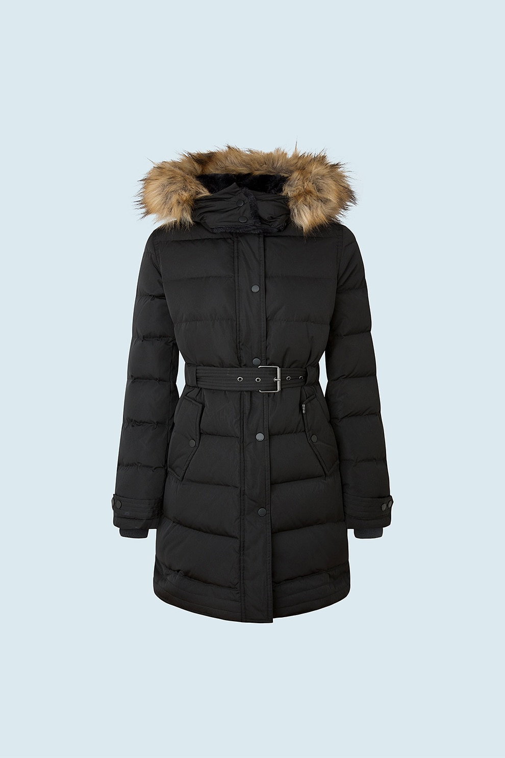 Pepe Jeans London, Geaca matlasata cu gluga, Negru