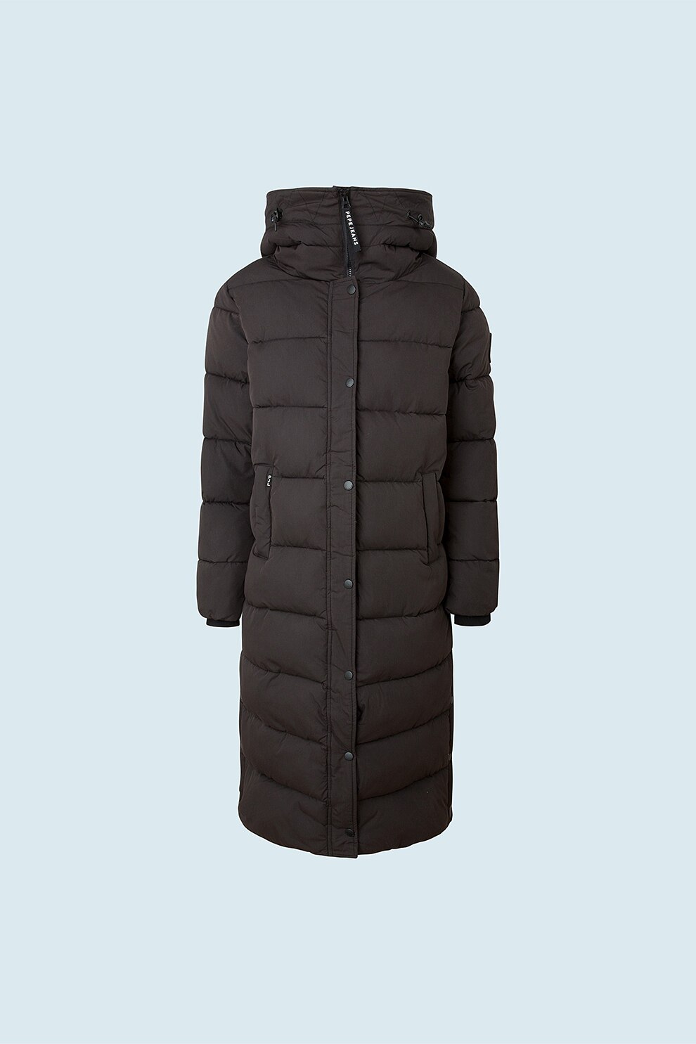 Pepe Jeans London, Geaca lunga cu gluga, Maro