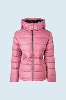 Pepe Jeans London, Geaca cu vatelina si gluga detasabila Camille, Roz Pepe Jeans London, Geaca cu vatelina si gluga detasabila Camille, Roz