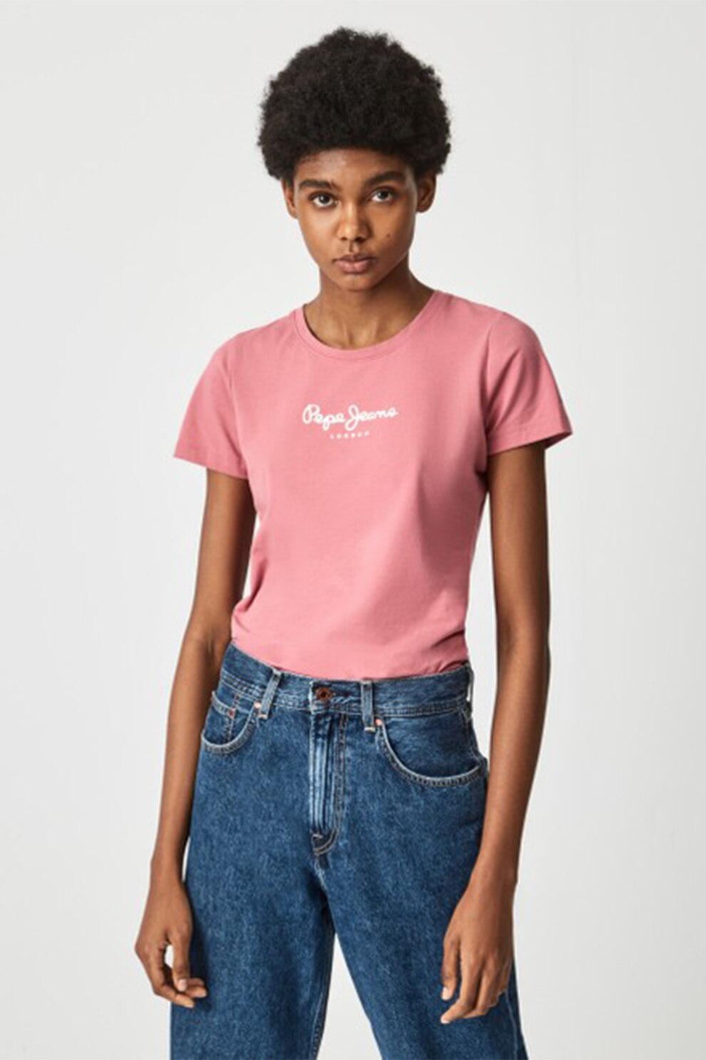 Pepe Jeans London, Tricou cu imprimeu logo Virginia, PL502711, Roz