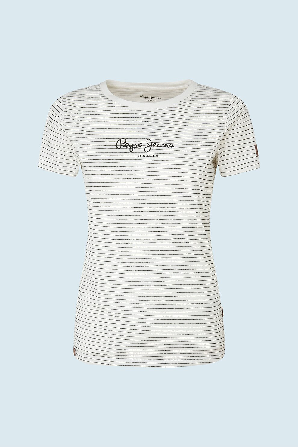 Pepe Jeans London, Tricou cu imprimeu Mahsa, Alb prafuit/Negru