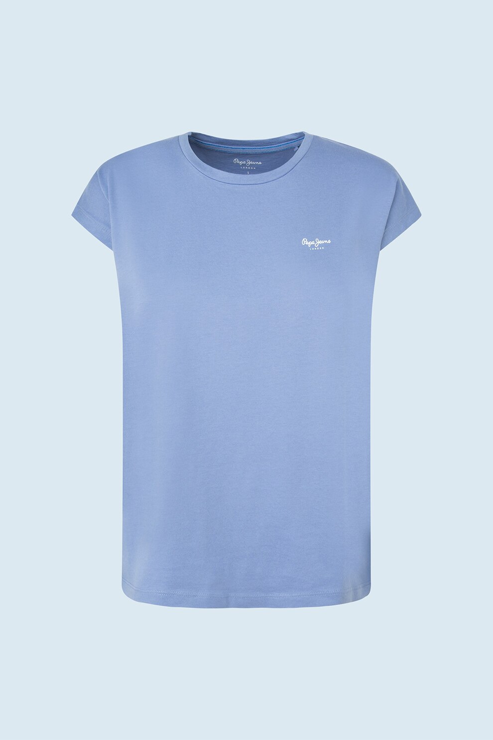 Pepe Jeans London, Tricou cu croiala lejera Bloom, Albastru lavanda