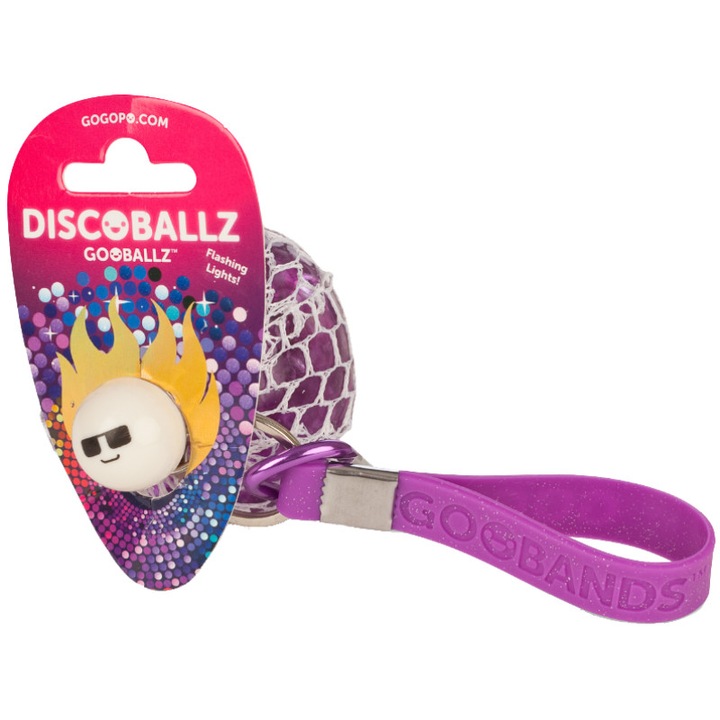 Imaginarium Squeeze Neon Ball stresszoldó labda, hálóval, fénnyel, szilikon karkötővel és fém karabéllyal