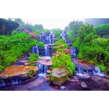 Fototapet de perete autoadeziv si lavabil Cascada50 Cascada din gradina cu flori, 270 x 200 cm Fototapet de perete autoadeziv si lavabil Cascada50 Cascada din gradina cu flori, 270 x 200 cm