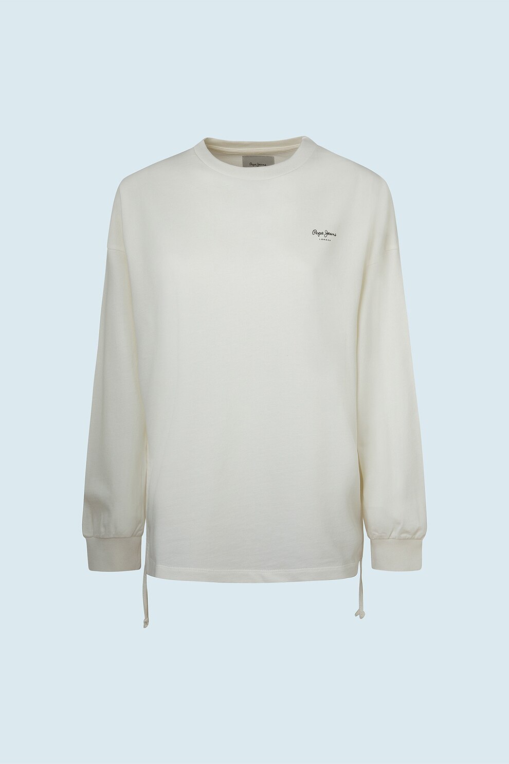 Pepe Jeans London, Bluza cu decolteu la baza gatului si maneci cazute, Alb