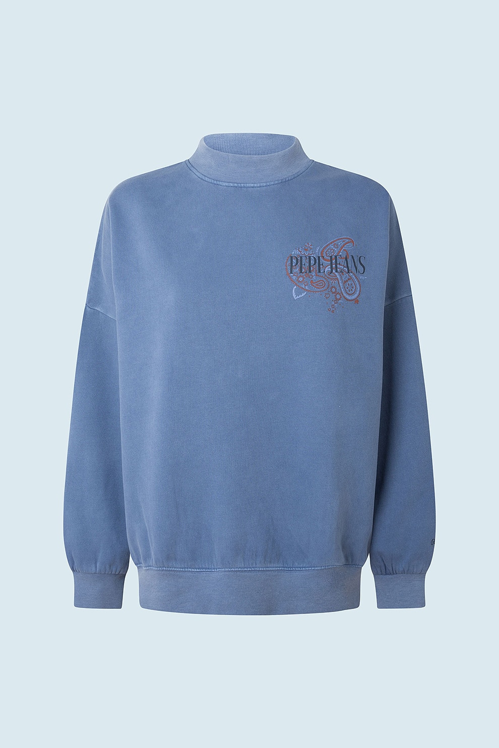 Pepe Jeans London, Bluza sport cu maneci cazute, Albastru prafuit