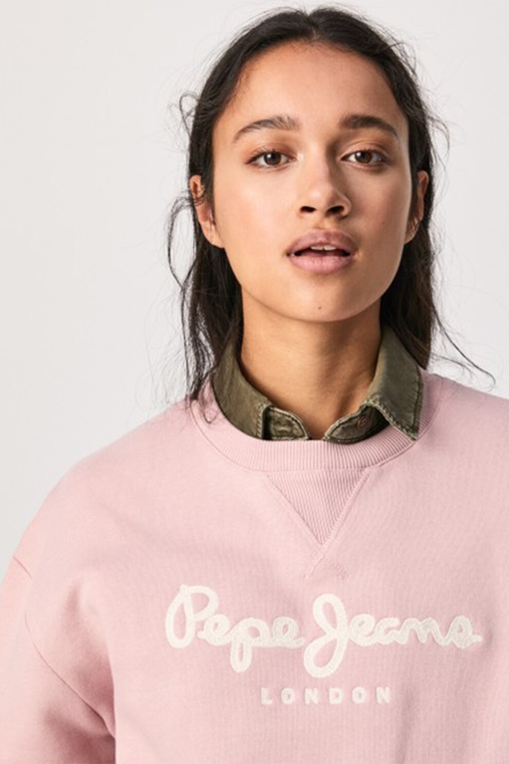 Pepe Jeans London, Bluza sport din amestec de modal cu logo, Roz, S