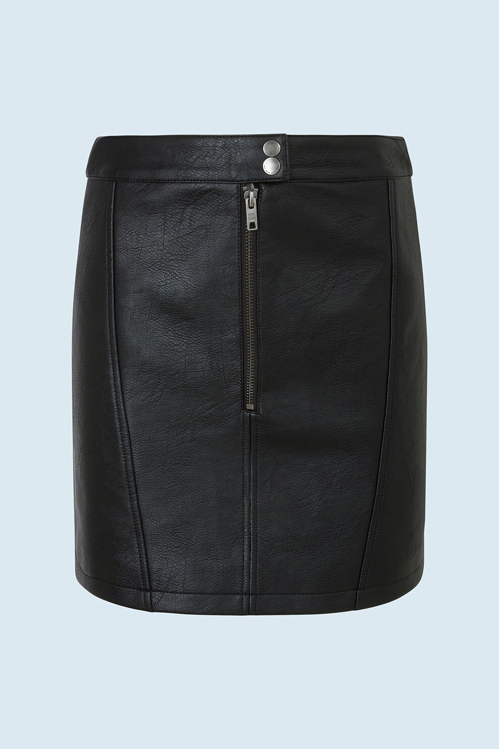 Pepe Jeans London, Fusta mini de piele ecologica, Negru, M