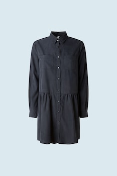 Pepe Jeans London, Rochie-camasa din amestec de lyocell, Gri antracit Pepe Jeans London, Rochie-camasa din amestec de lyocell, Gri antracit