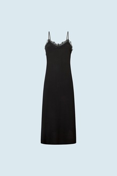 Pepe Jeans London, Rochie cu decolteu in V cu garnituri de dantela, Negru Pepe Jeans London, Rochie cu decolteu in V cu garnituri de dantela, Negru