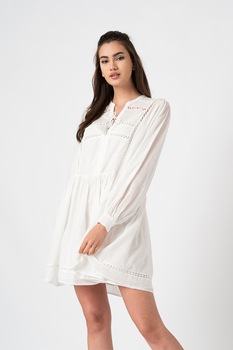 Pepe Jeans London, Rochie mini cu detalii decupate Ava, Alb Pepe Jeans London, Rochie mini cu detalii decupate Ava, Alb
