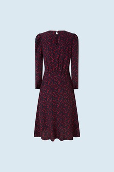 Pepe Jeans London, Rochie midi cu croiala A si model floral, Bleumarin/Rosu Pepe Jeans London, Rochie midi cu croiala A si model floral, Bleumarin/Rosu