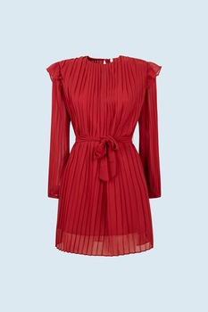 Pepe Jeans London, Rochie scurta cu pliuri, Rosu Pepe Jeans London, Rochie scurta cu pliuri, Rosu