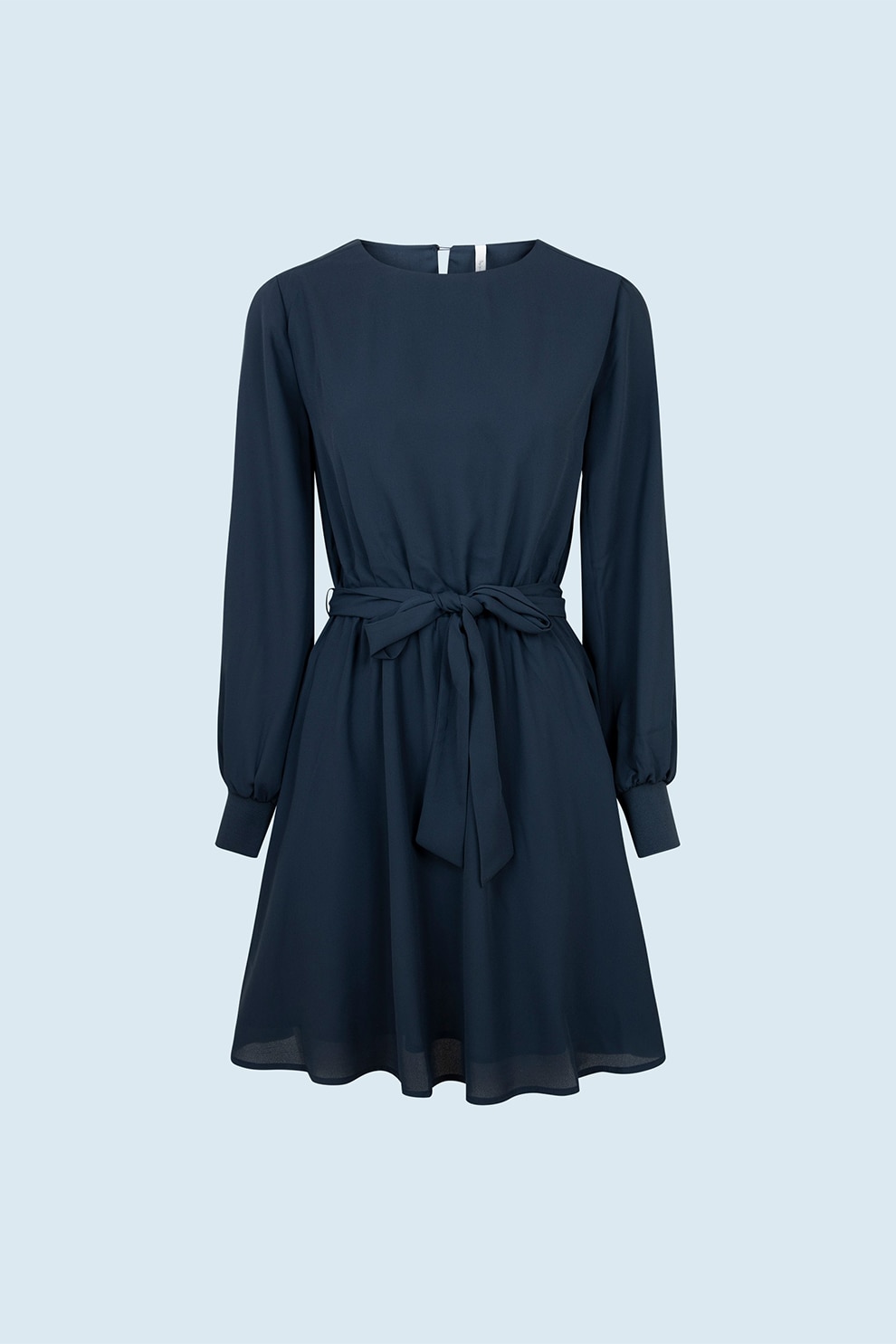 Pepe Jeans London, Rochie scurta evazata cu un cordon, Bleumarin
