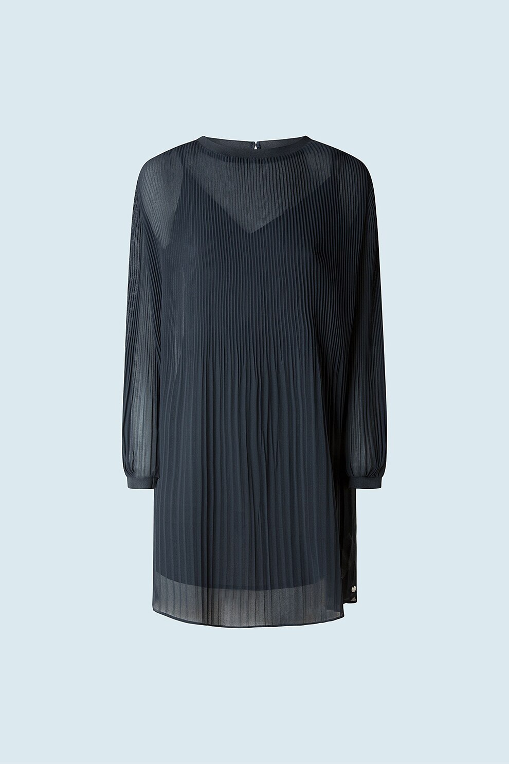 Pepe Jeans London, Rochie 2in1 cu aspect plisat, Gri carbune