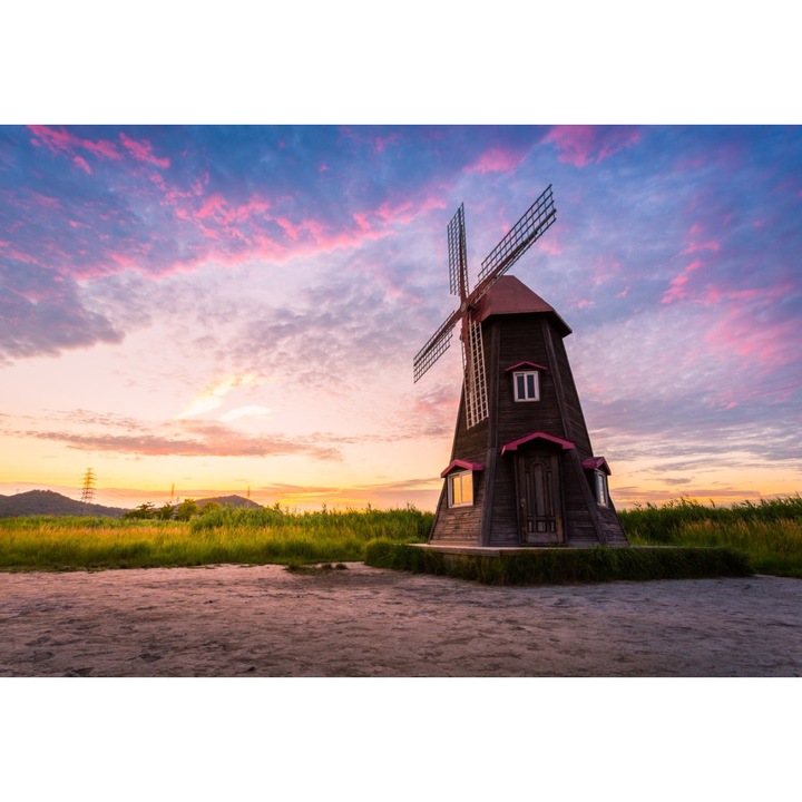 Blueback MAT fotótapéta, Város- Szélmalom Dél-Koreában, 250 x 200 cm