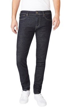 Pepe Jeans London, Blugi skinny cu talie medie si cusaturi contrastante, Bleumarin inchis Pepe Jeans London, Blugi skinny cu talie medie si cusaturi contrastante, Bleumarin inchis