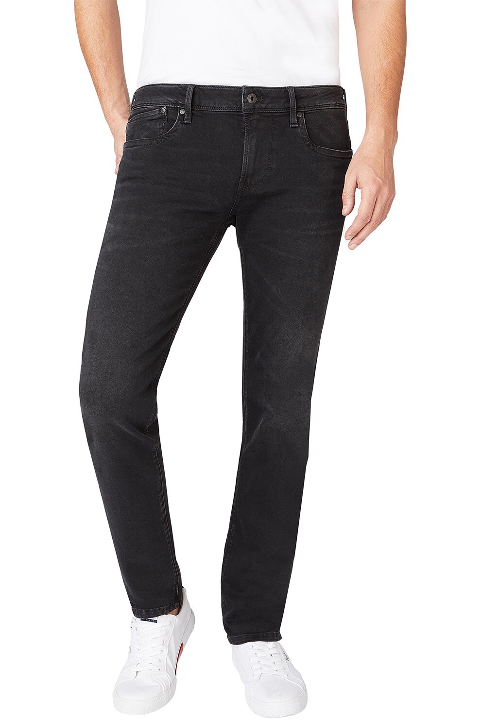 Pepe Jeans London, Blugi cu talie joasa, Negru